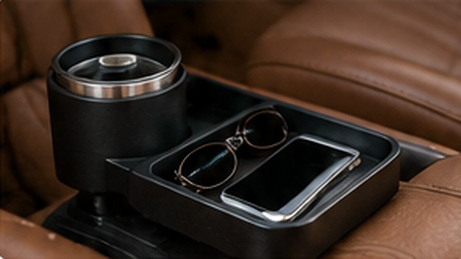 Concept showing a cup holder with an accessory tray